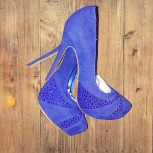 Rek Bella blue heels with blue rhinestone design